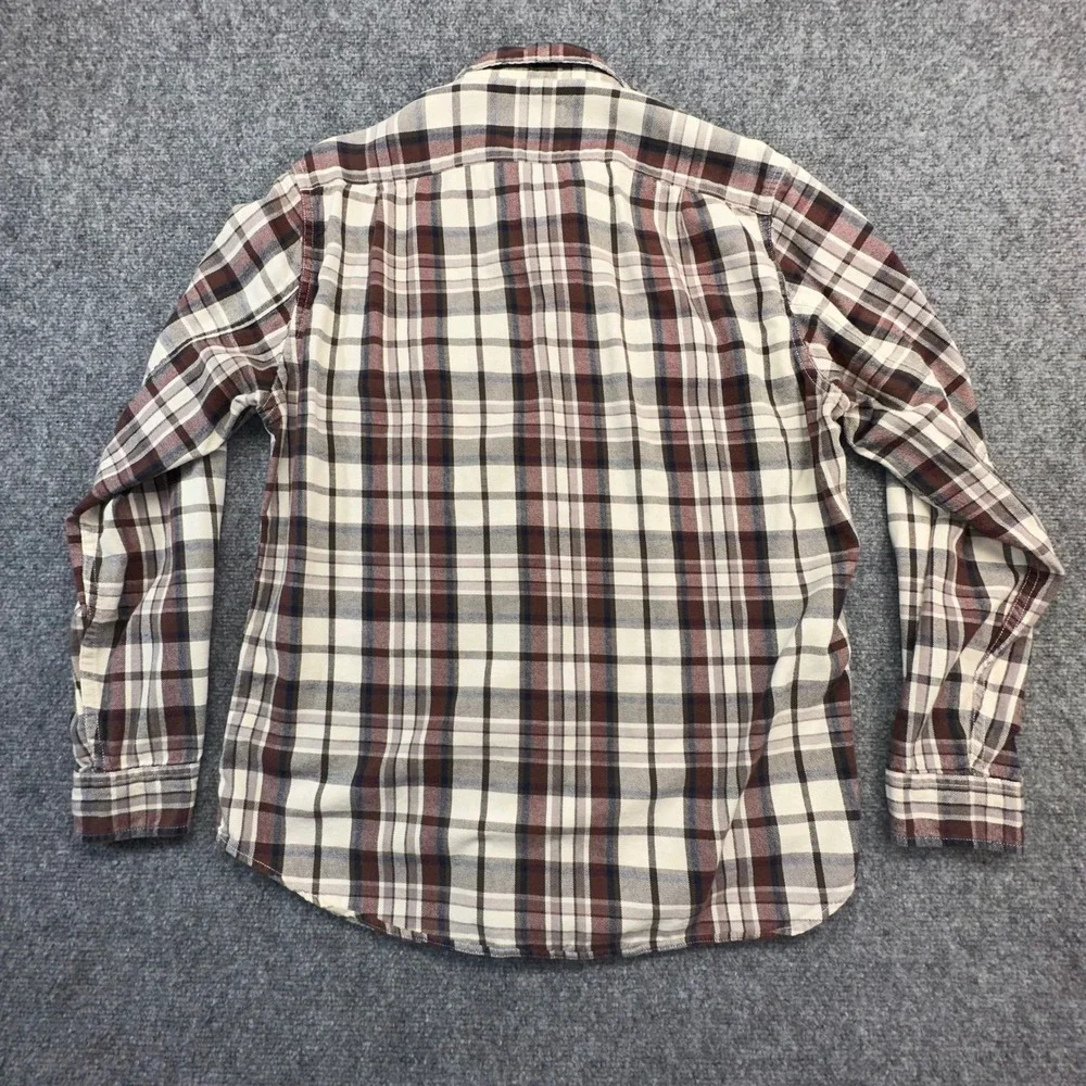 J. Crew Plaid Button Down Shirt Mens Medium Brown Cream Long‎ Sleeve Excellent